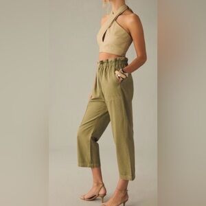 By Anthropologie - Paperbag Cargo Pull-On Crop Pants - Olive Green Medium